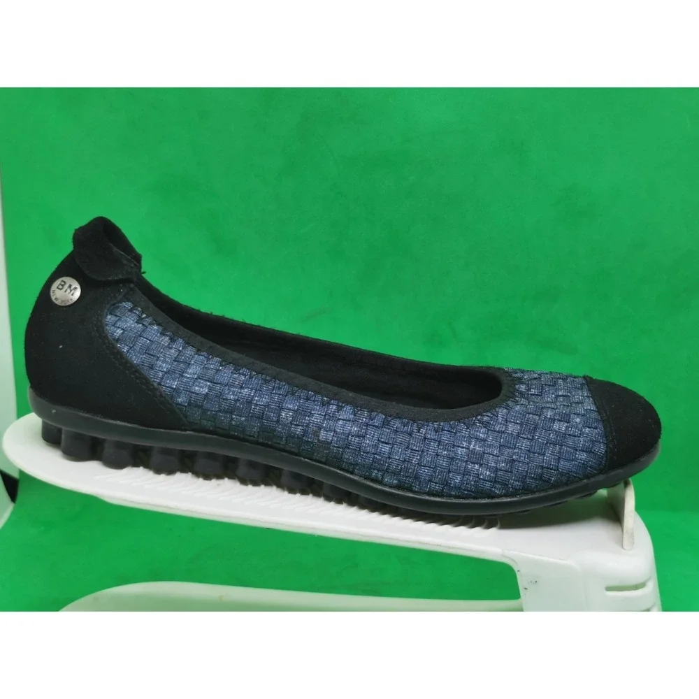 Bernie Mev Bella Me Womens EU 38 US 7 Ballet Flats Black Woven Cap Toe Comfort